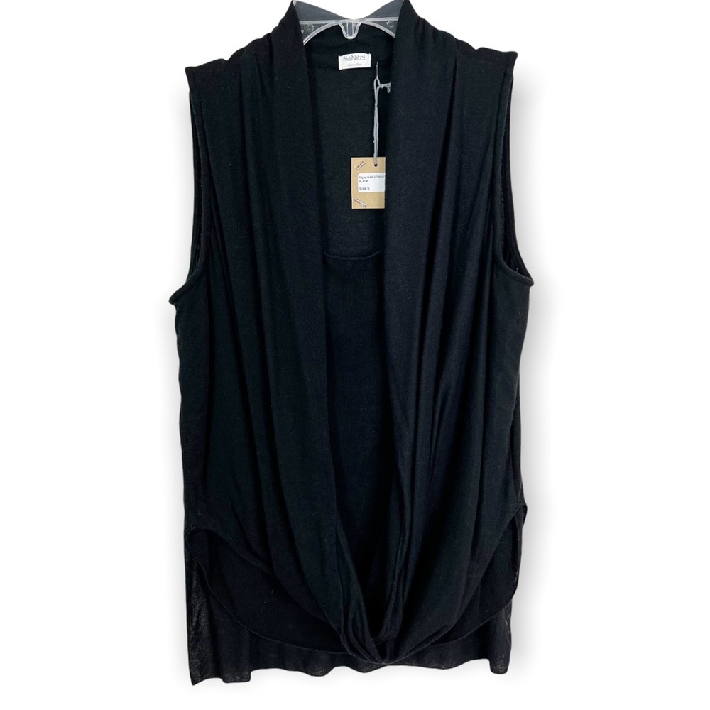 Hello Nite! Revolve Sleeveless Draped Plush Pajama Top in Black Size S